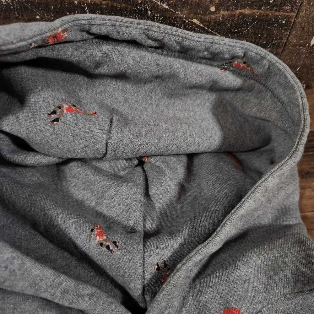 Jordan Hoodie Sweatshirt Men Medium Gray Essential Jumpman All Over Print Y2K